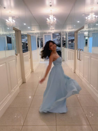 Charmantes blaues A-Linien-Abendkleid, blaues Abendkleid, Y6533