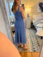 Simple Blue Chiffon Party Dress,Blue Evening Dress,Blue Beach Dress Y4619