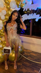 Vestido de fiesta de 22 cumpleaños, brillante, sexy, con borlas, Y2329
