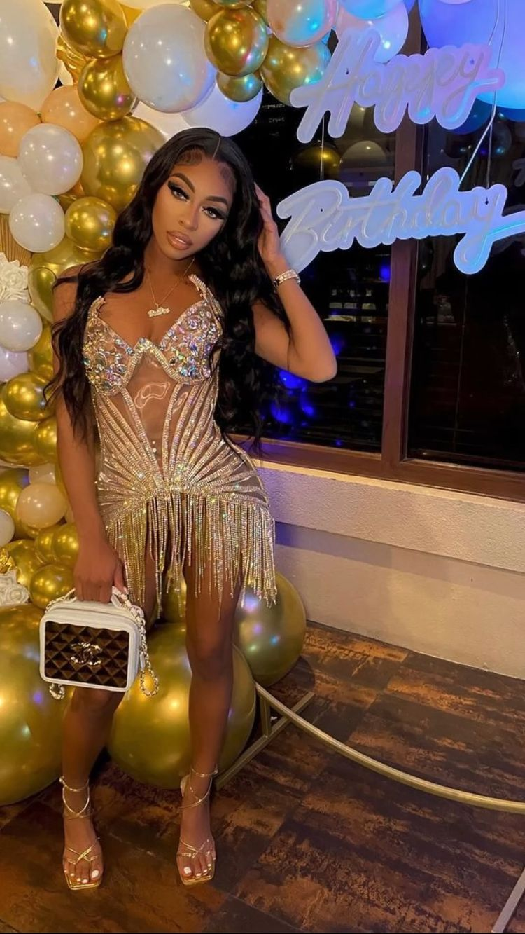 Vestido de fiesta de 22 cumpleaños, brillante, sexy, con borlas, Y2329