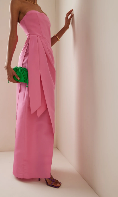 Elegante vestido de fiesta rosa sin tirantes, largo hasta el suelo, vestido de noche Y8406