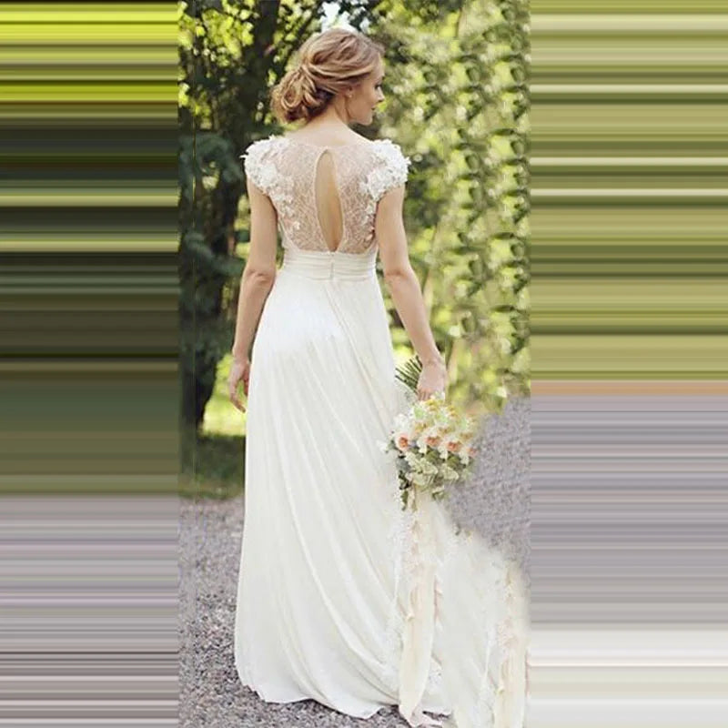 Haute Couture White 3D Appliques Bride Dress Deep V-Neck Backless Satin Sweep Train A-LINE Bespoke Wedding Dress-payinti