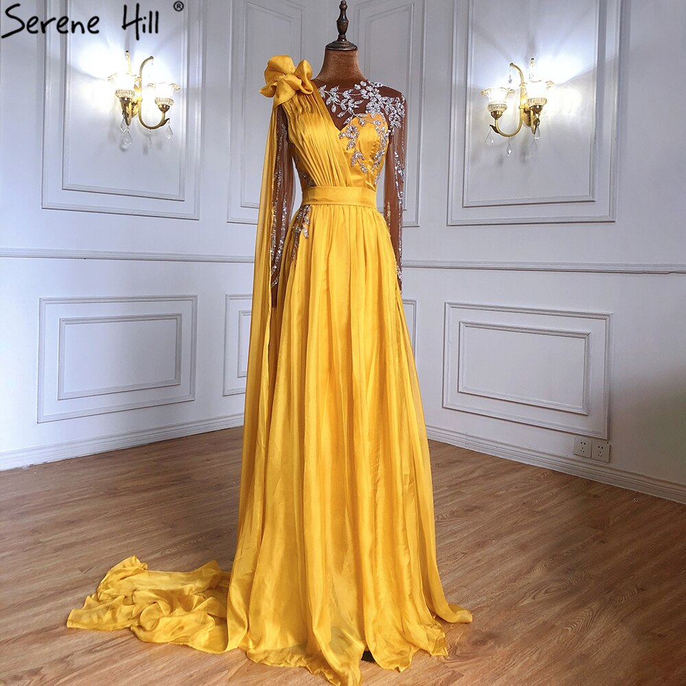 Vestidos de noche sexys con mangas abullonadas azules, corte A y cuentas, para mujer, para fiesta de bodas, LA70308 