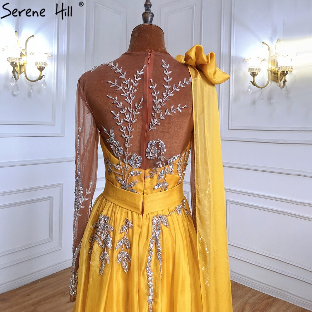 Vestidos de noche sexys con mangas abullonadas azules, corte A y cuentas, para mujer, para fiesta de bodas, LA70308 