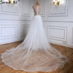 Luxus Elfenbein Meerjungfrau Abendkleider Kleider 2025 Perlen Elegant Mit Zug Formales Kleid LA71109 