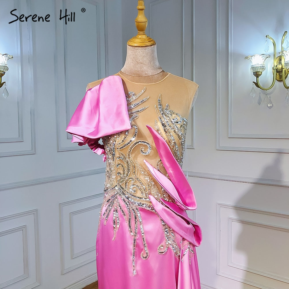 Vestido de noche con sobrefalda de sirena beige, elegante, de satén con cuentas, para mujer, fiesta, LA71199 