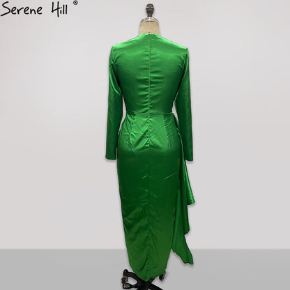 Vestidos de noche sencillos de satén verde, corte sirena, elegantes, para mujer, para boda, fiesta, LA71275 