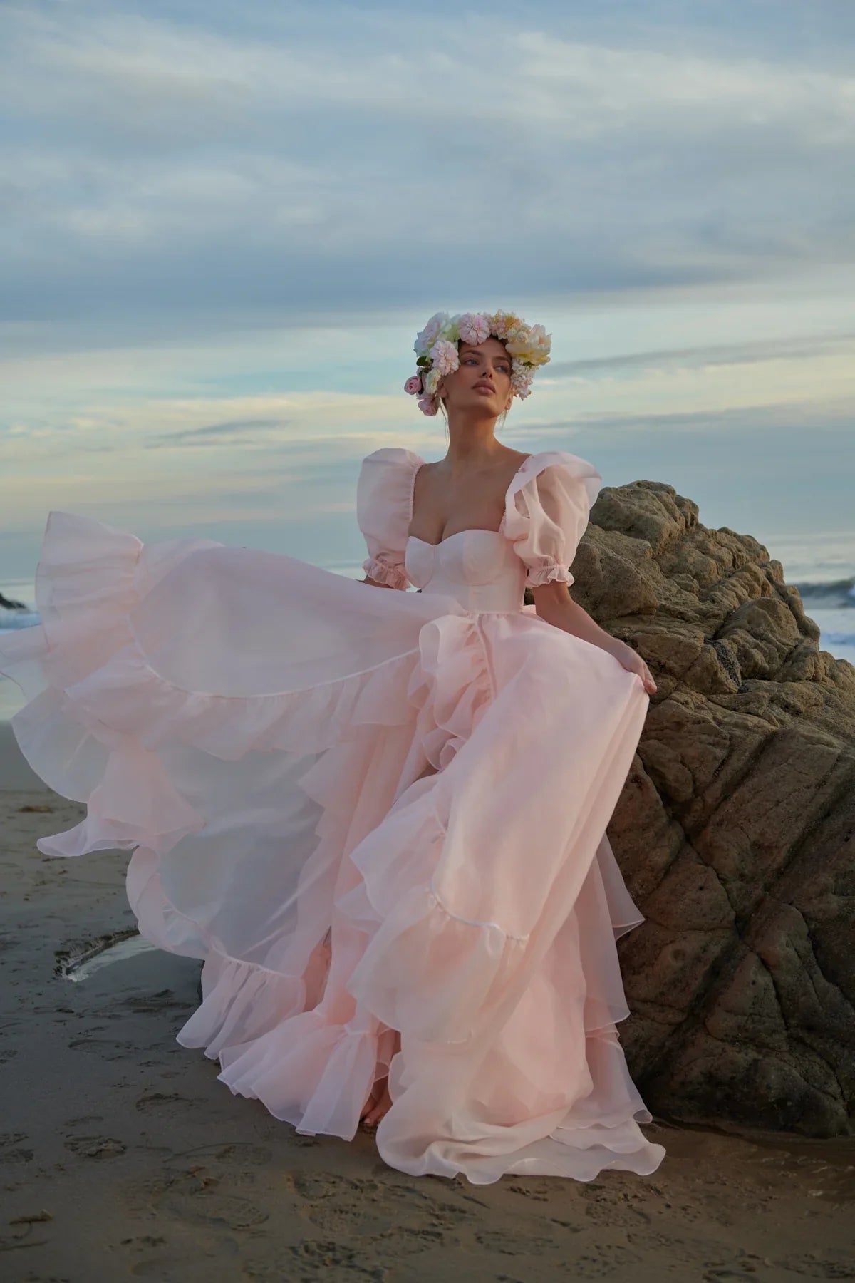 Organza-Abschlussballkleid mit hohem Schlitz SYP181