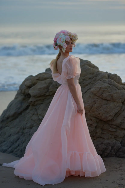 Organza-Abschlussballkleid mit hohem Schlitz SYP181