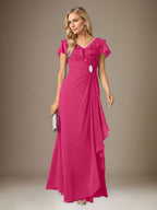 Vestido de gasa fruncido con escote en V y corte A de Stormy