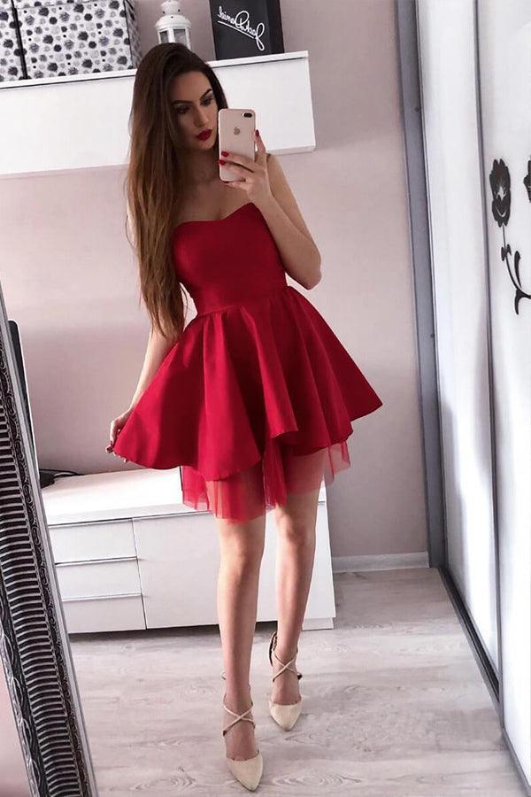 A-Linie Rosa Herzausschnitt Satin Homecoming Kleider PD244