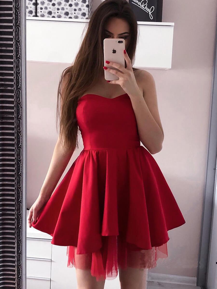 A-Linie Rosa Herzausschnitt Satin Homecoming Kleider PD244