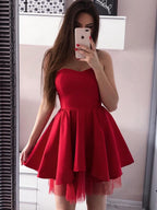 A-Linie Rosa Herzausschnitt Satin Homecoming Kleider PD244