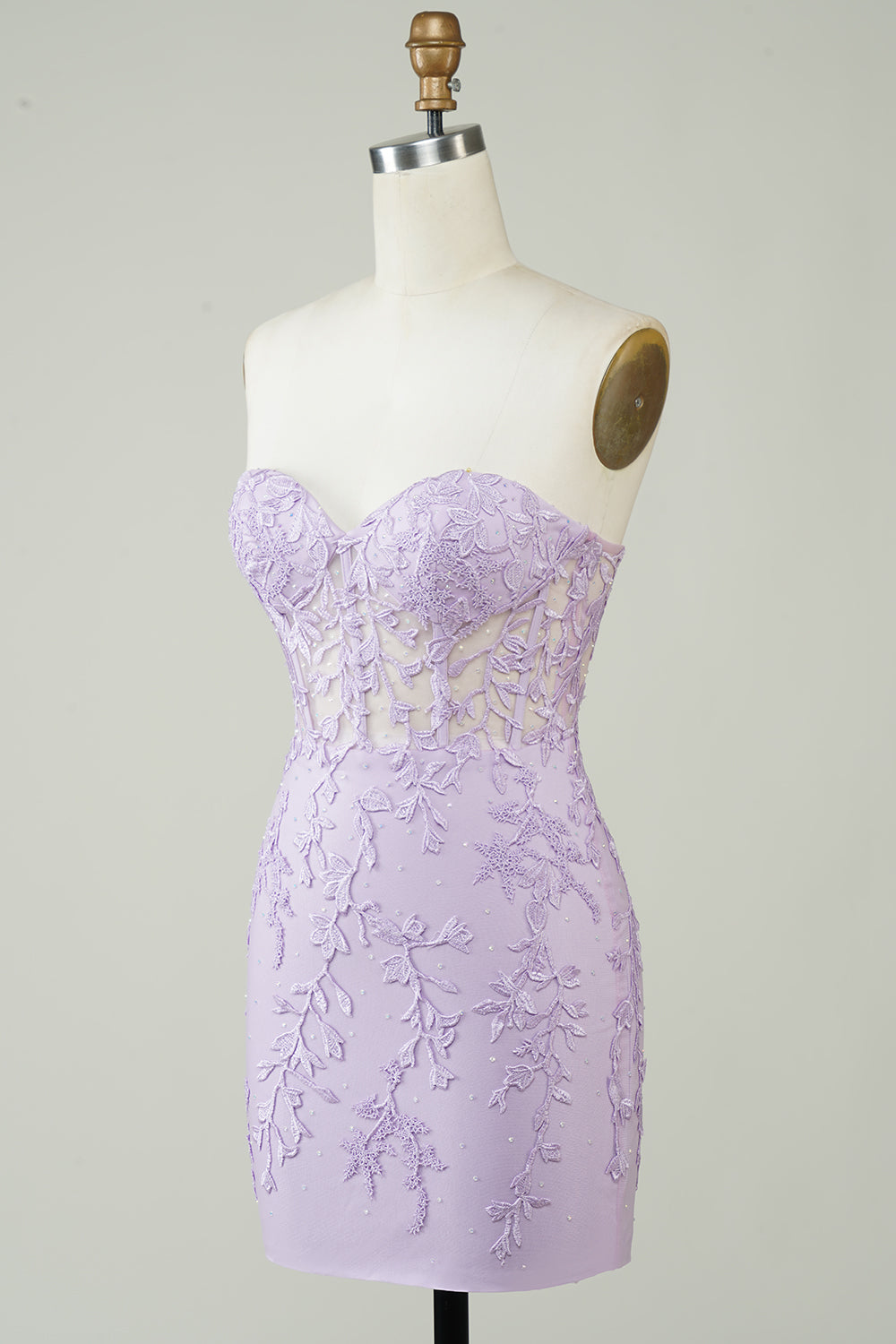 Hellgrünes, figurbetontes, kurzes Homecoming-Kleid mit Sweetheart-Korsett und Applikationen