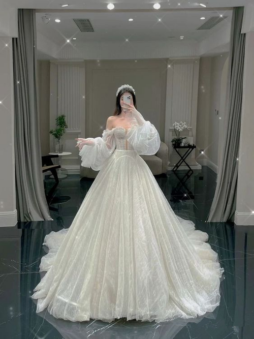 Vestido de novia de tul blanco con encanto, Y2531