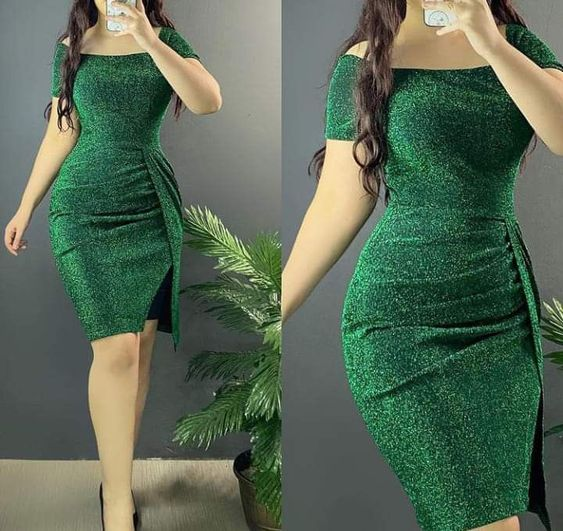 Grünes, kurzärmliges, figurbetontes Kleid, sexy Homecoming-Kleid Y6051