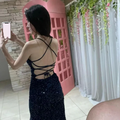 Glitter Sheath/Column Prom Dress with Split Charming Evening Dress Y4404