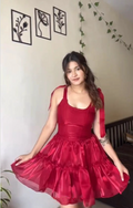 Süßes rotes A-Linien-Tüll-Heimkehrkleid, kurzes Ballkleid Y8509