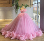rosa Ballkleider, Rüschen-Ballkleider, Ballkleid, bauschige Ballkleider, Tüll-Abendkleider, neue Ankunft Abendkleider Y1492