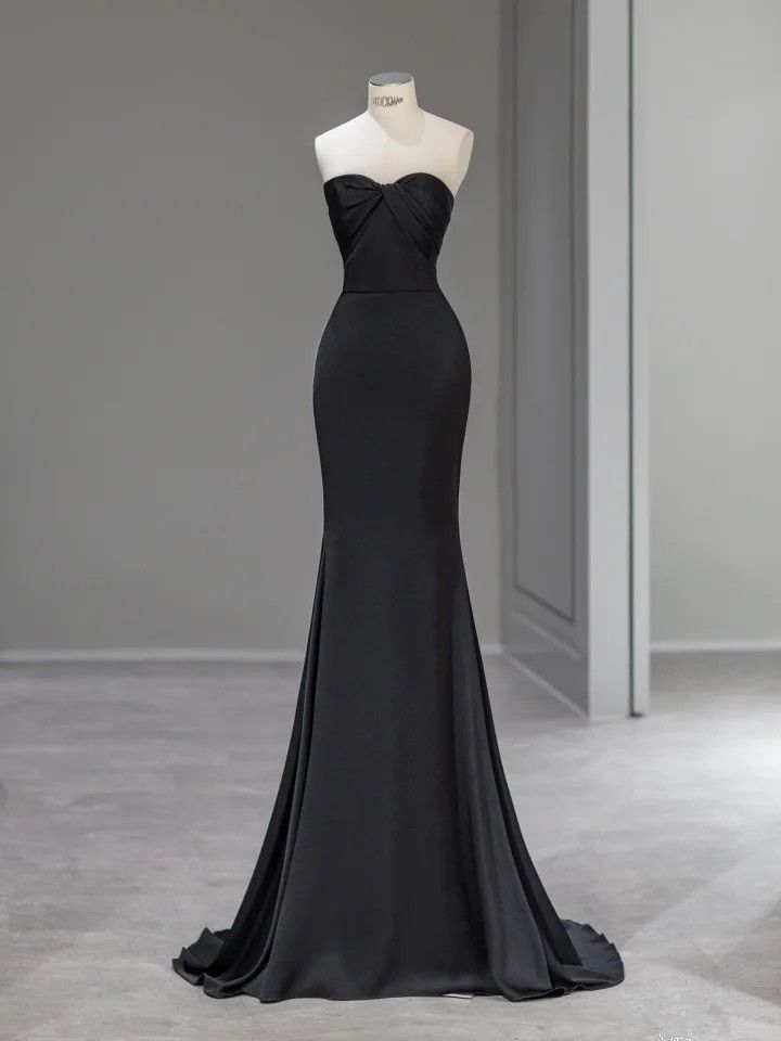 Vestido de fiesta de sirena negro con encanto, vestido de noche negro, vestido de desfile Y4507