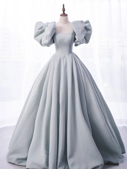 Charmantes graues Satin-Ballkleid, A-Linie, Prinzessinnenkleid, Partykleid zum 18. Geburtstag, Y4975