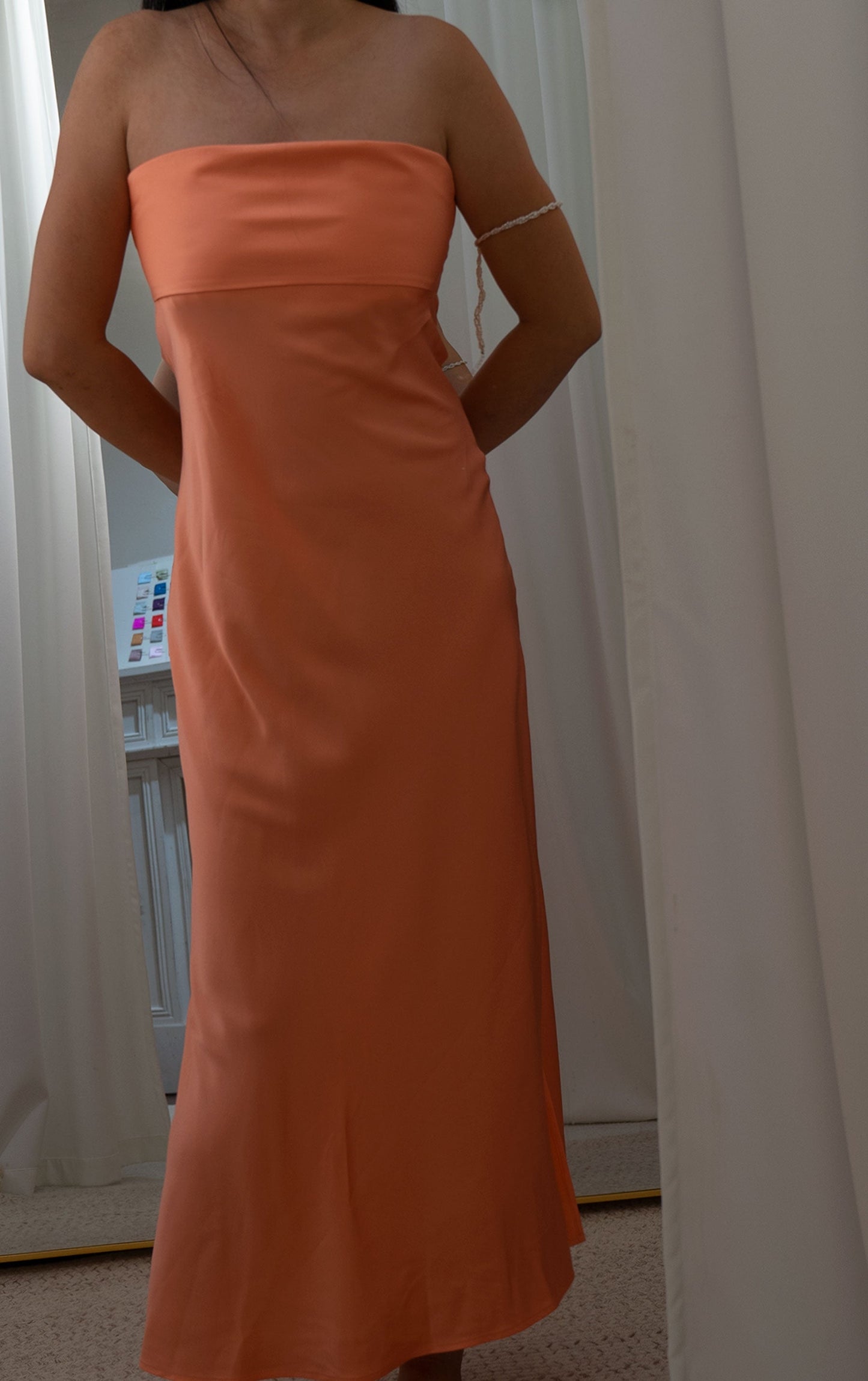 100% Mulberry Silk Laleh Strapless Gown