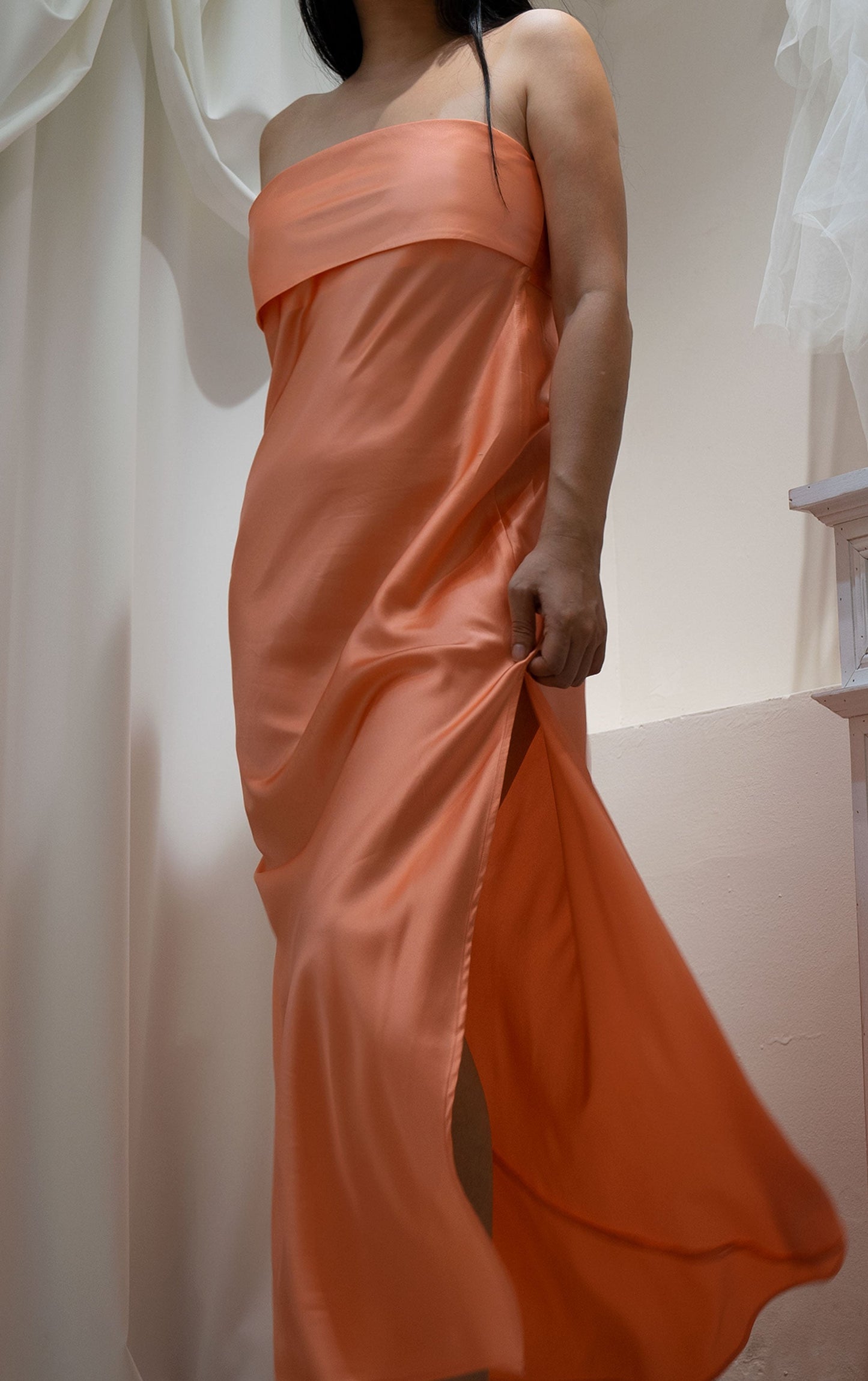 100% Mulberry Silk Laleh Strapless Gown