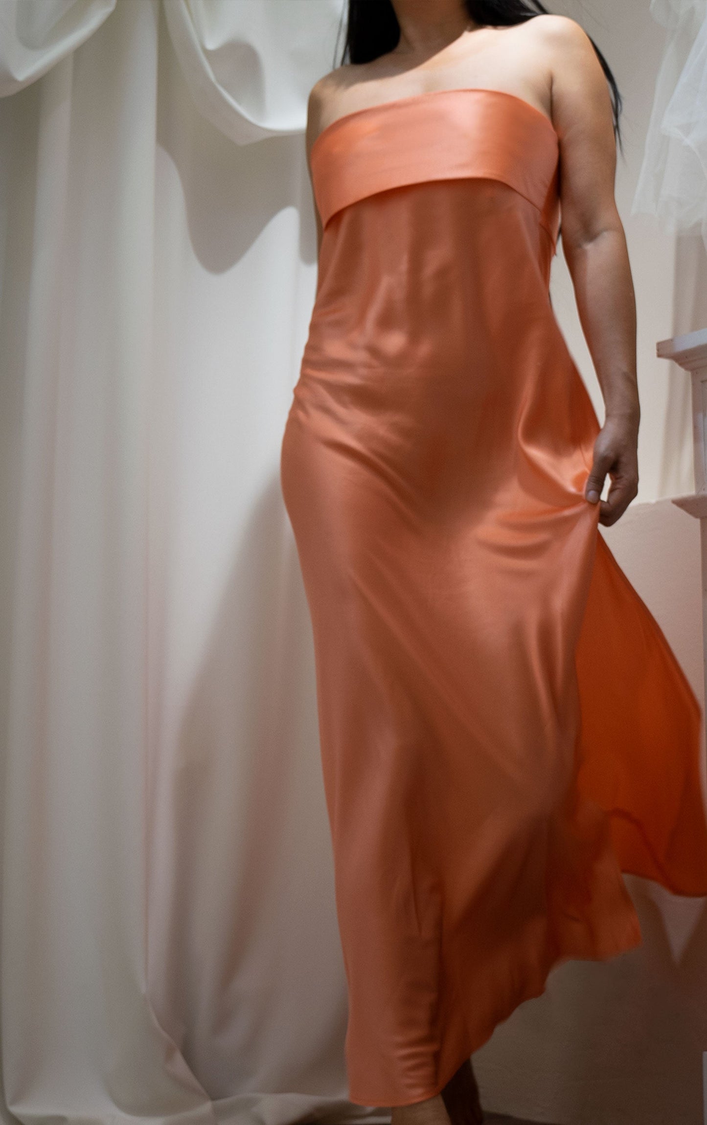 100% Mulberry Silk Laleh Strapless Gown