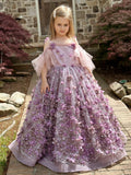 Duchesse-Linie/Princess-Linie 3D-Blumen Tüll Bodenlanges Kleid 