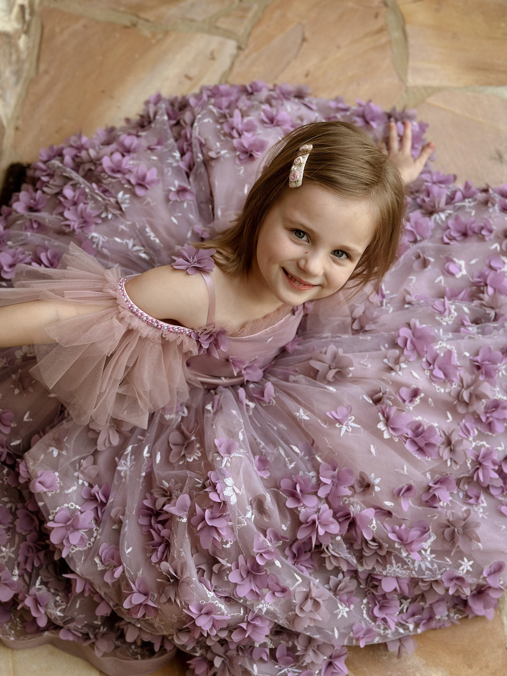 Duchesse-Linie/Princess-Linie 3D-Blumen Tüll Bodenlanges Kleid 