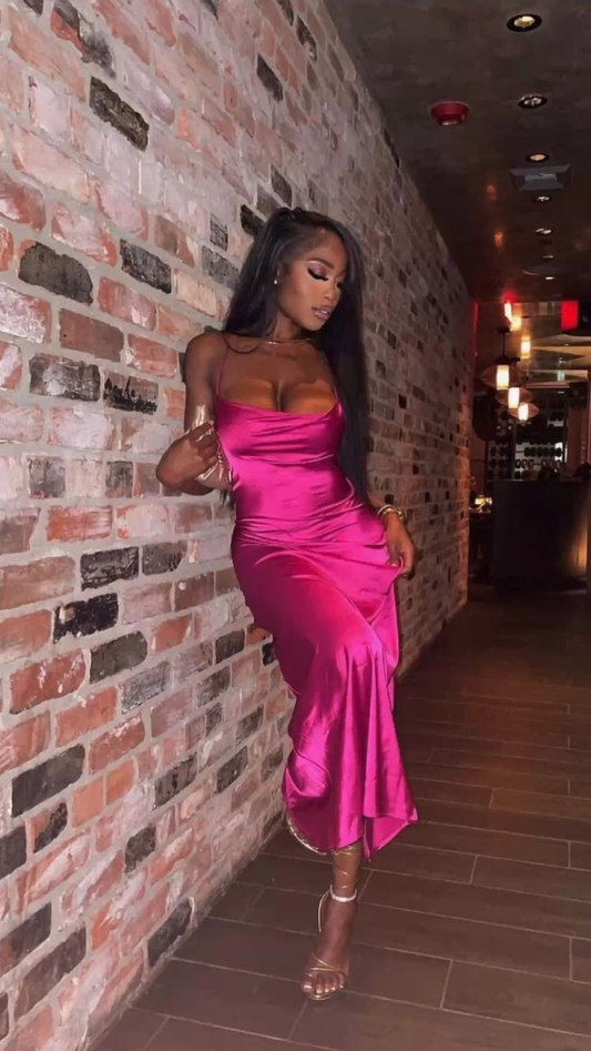 Elegantes Pink Abendkleid, Pink Abendkleid Y2170
