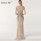 IN STOCK 2025 Luxury Cap Sleeve full diamond O-Neck Mermaid Evening Dresses Design Beading Evening Gowns Plus Size LA60742