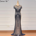 IN STOCK 2025 Luxury Cap Sleeve full diamond O-Neck Mermaid Evening Dresses Design Beading Evening Gowns Plus Size LA60742