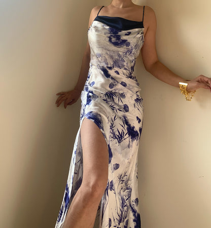 Rhiannon Silk Dress Ink Bamboo