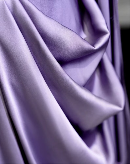 Schlichtes langes Ballkleid aus lila Satin, lila Abendkleid Y2589