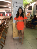 Vestido naranja sexy de dos piezas para regreso a casa, vestido de fiesta naranja Y2189