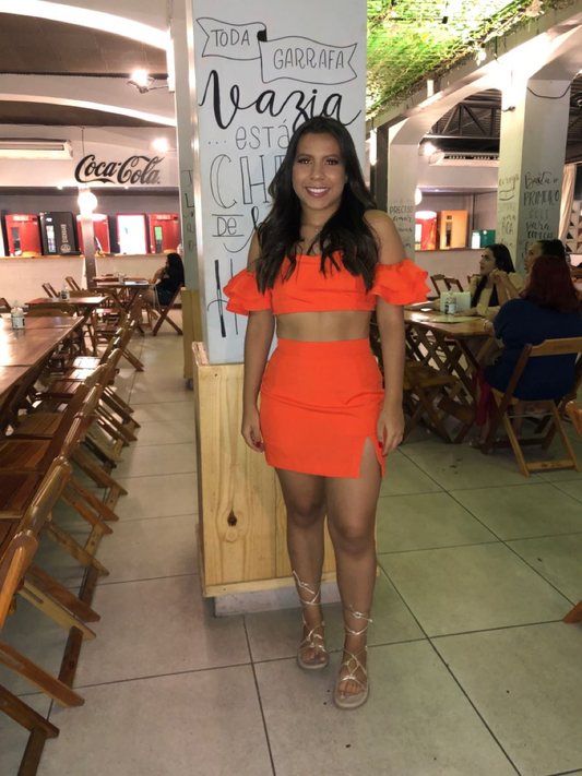 Sexy Orange Zweiteiliges Homecoming-Kleid, Orange Partykleid Y2189