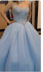 Vestido de fiesta con cuentas y top de corsé azul claro con purpurina, vestido de fiesta con cuentas azul claro para niña dulce Y774