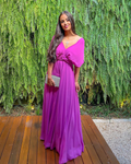 Fuchsia A-Linie Abendkleid Fuchsia Hochzeitsgast-Outfit Y5058
