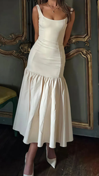 Hübsches Elfenbein Meerjungfrau Partykleid Langes Satin Abschlussball Abendkleid Y8014