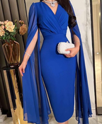 Bescheidenes königsblaues kurzes Abendkleid in Etui-Form, königsblau, Partykleid Y6734