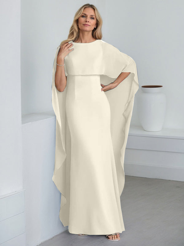 Vestido de gasa para madre de la novia, largo hasta el suelo, con escote redondo y volantes en cascada
