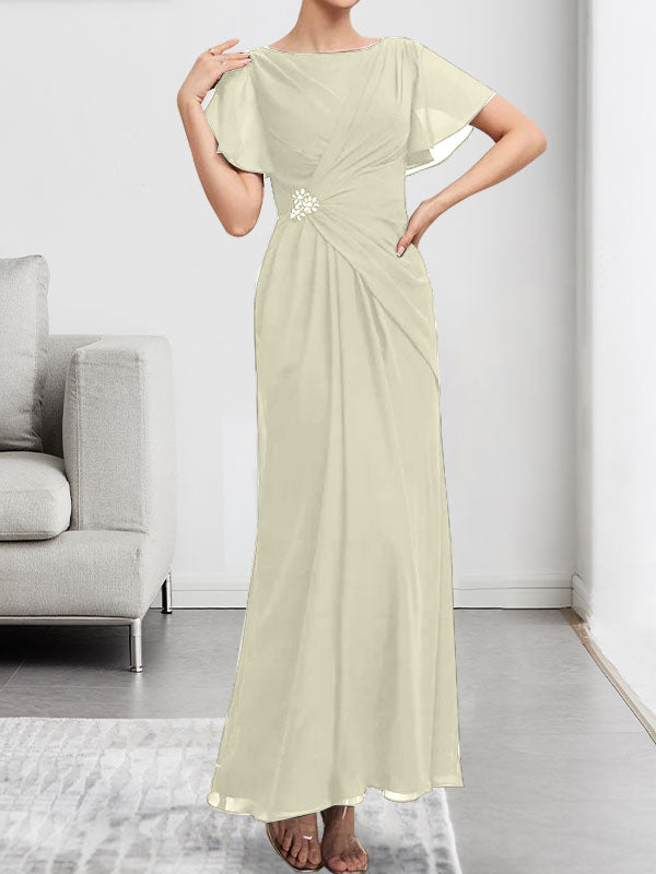 Vestido de gasa con encaje, corte A, ilusión, largo hasta la rodilla, para madre de la novia, con lentejuelas y abalorios