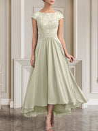 Vestido de gasa con encaje y lentejuelas para madre de la novia, corte A, largo hasta el suelo