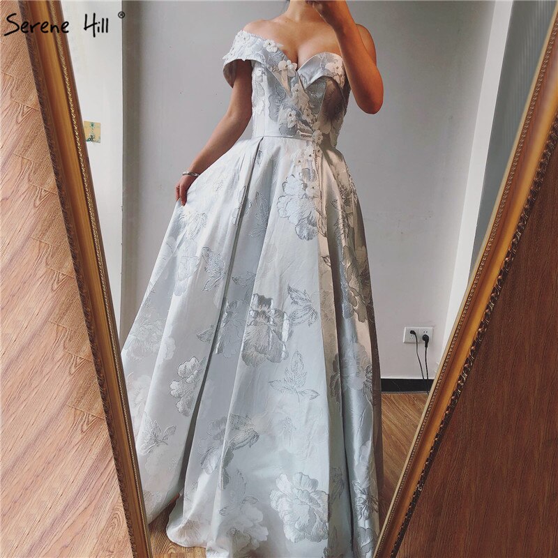 Im Angebot Keine Rückgabe Keine Rückerstattung Verkauf Elfenbein One Shoulder Sexy Abendkleider Lang 2025 Dubai Handgemachte Blumen Diamanten Abendkleid LA60947 