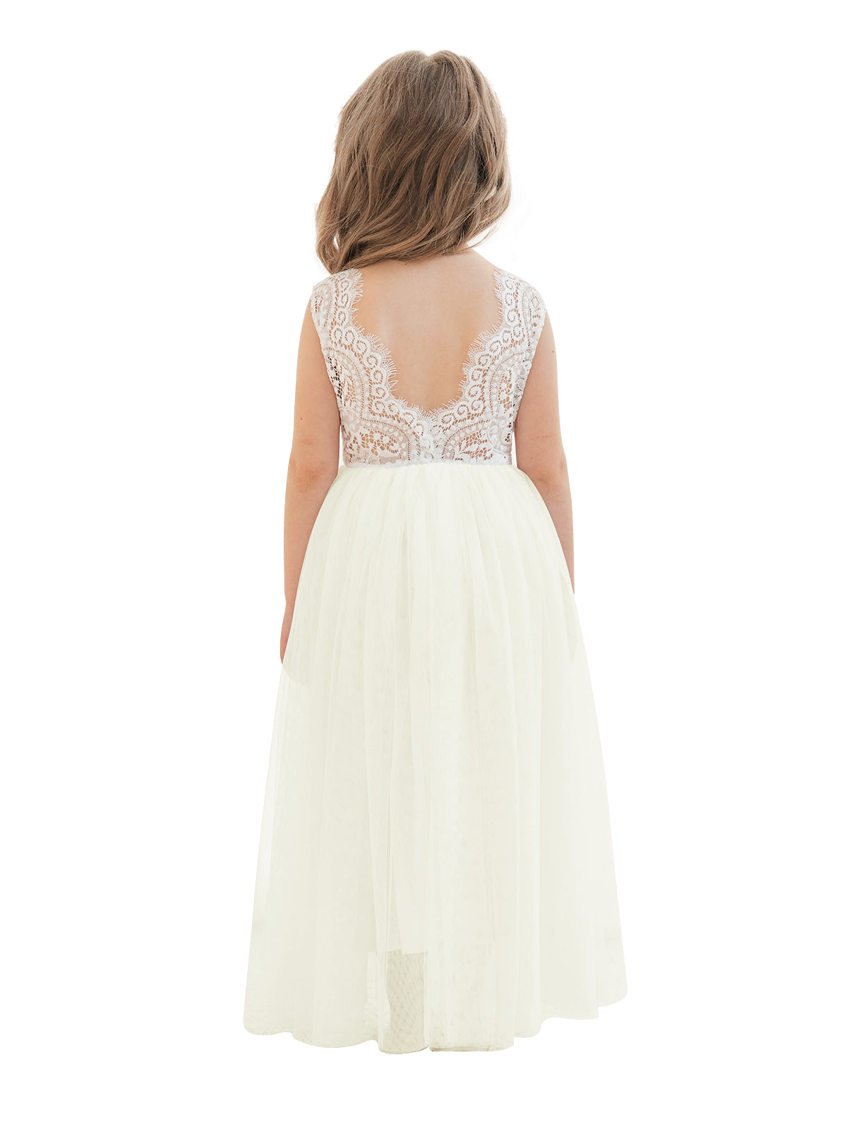 A-Linie Spitze Tüll Knöchellang Weiß Kleid (2003227597) 