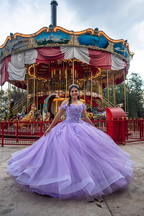 Vestido de quinceañera con apliques de tul lila, vestido de fiesta para dulces 16 Y6243