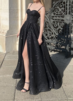 Schwarzes Ballkleid, langes Ballkleid, modisches, sexy Partykleid im Stil, Abendkleid Y6113
