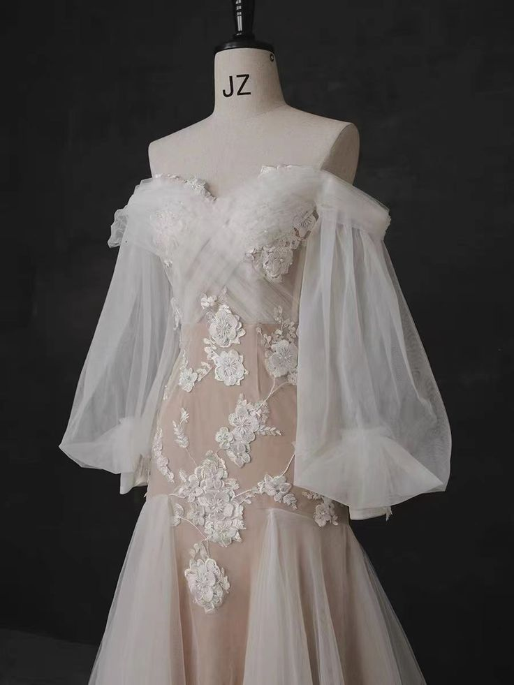Beliebte Meerjungfrau Spitze Brautkleider, Blase Ärmel Neueste Brautkleider, Elegante Brautkleider Y4484