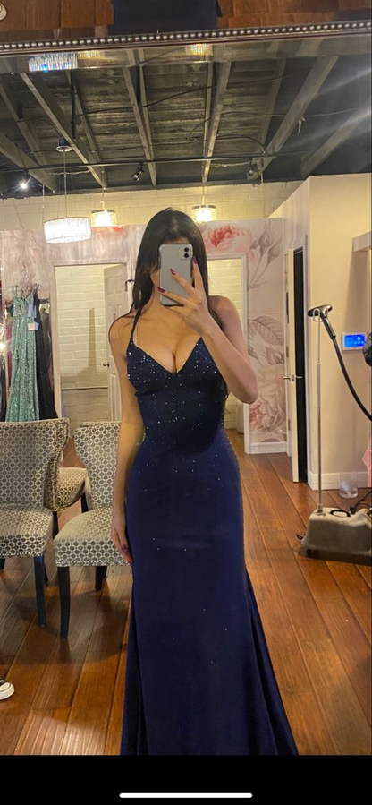 Shiny Mermaid V Neck Evening Dress Winter Prom Dress Y5493